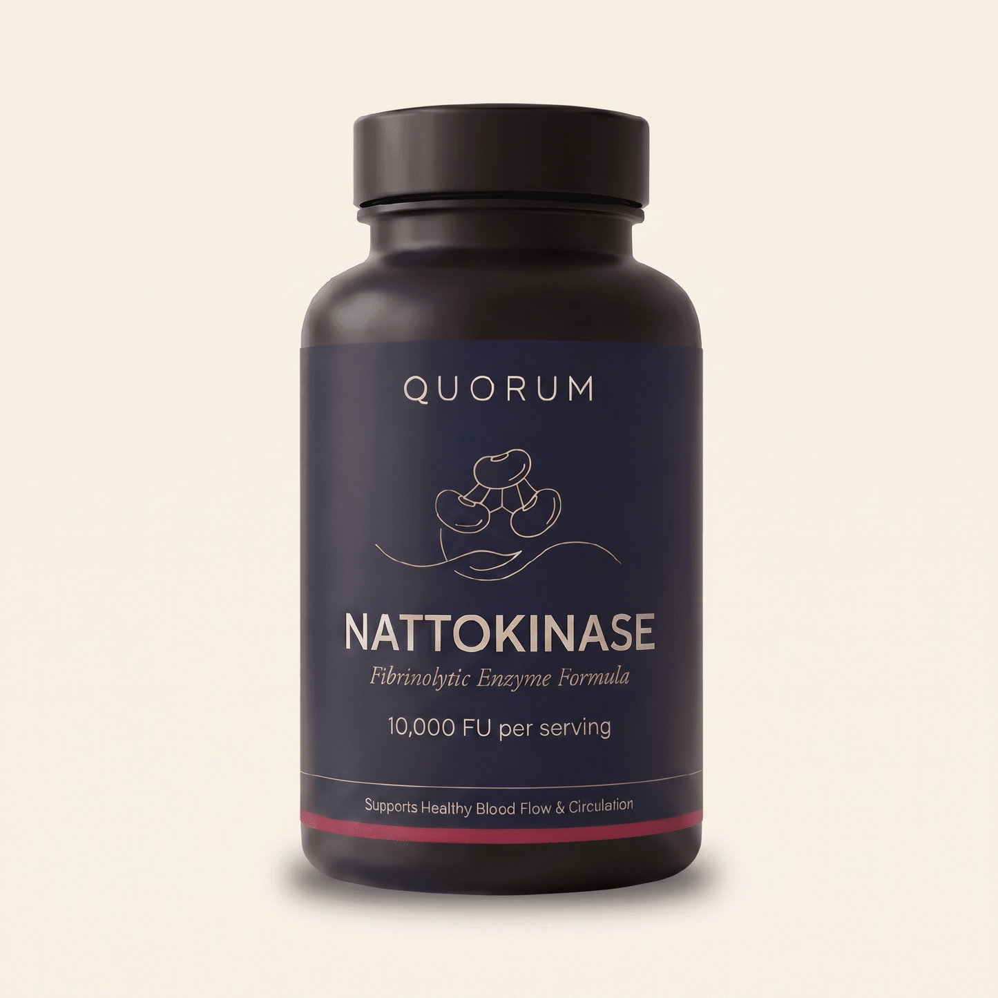 Quorum Nattokinase 10,000 FU bottle angle view