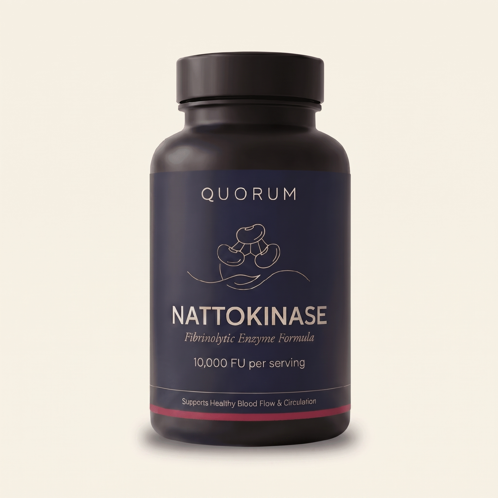 Quorum Nattokinase 10,000 FU bottle angle view